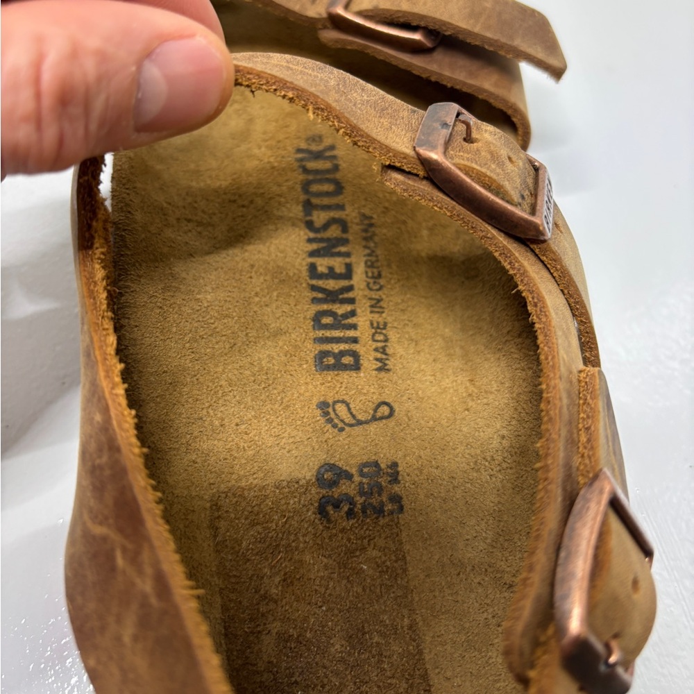 Birkenstock Milano Oiled Leather Sandals Brown EU 39 US Women’s 8–8.5 Backstrap - Picture 10 of 12